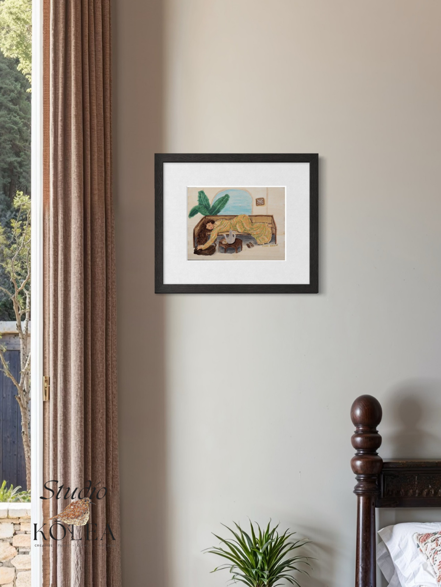 Afternoon Chai (Original Painting) Framed