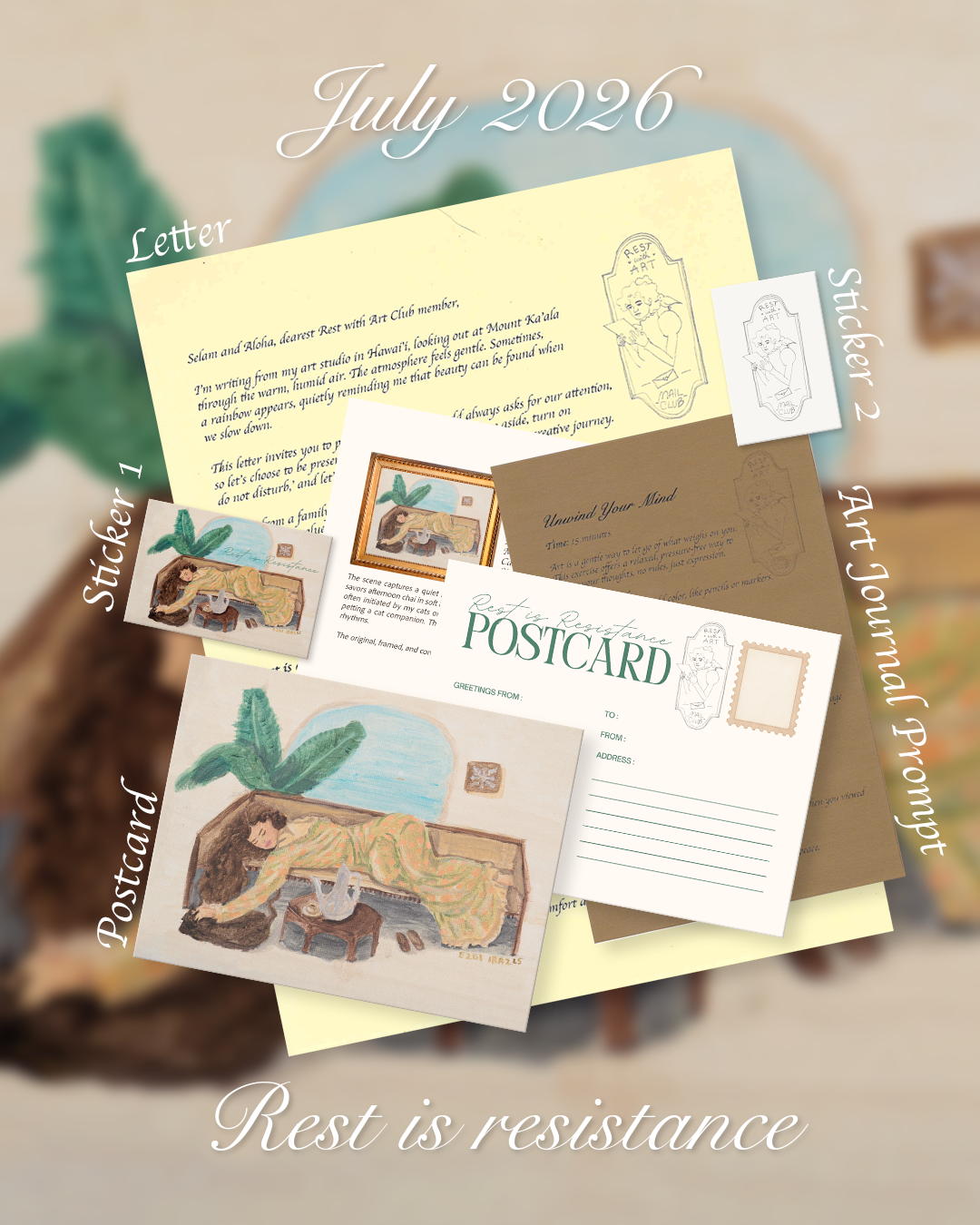 Rest with Art Mail Club July Letter 2026
