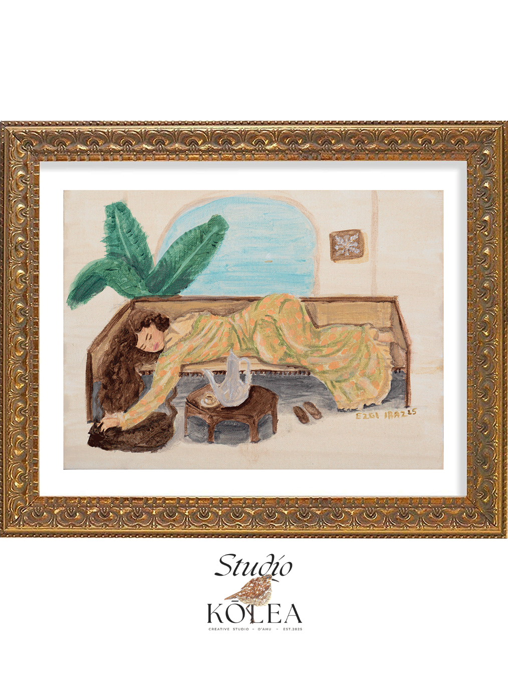 Afternoon Chai (Original Painting) Framed