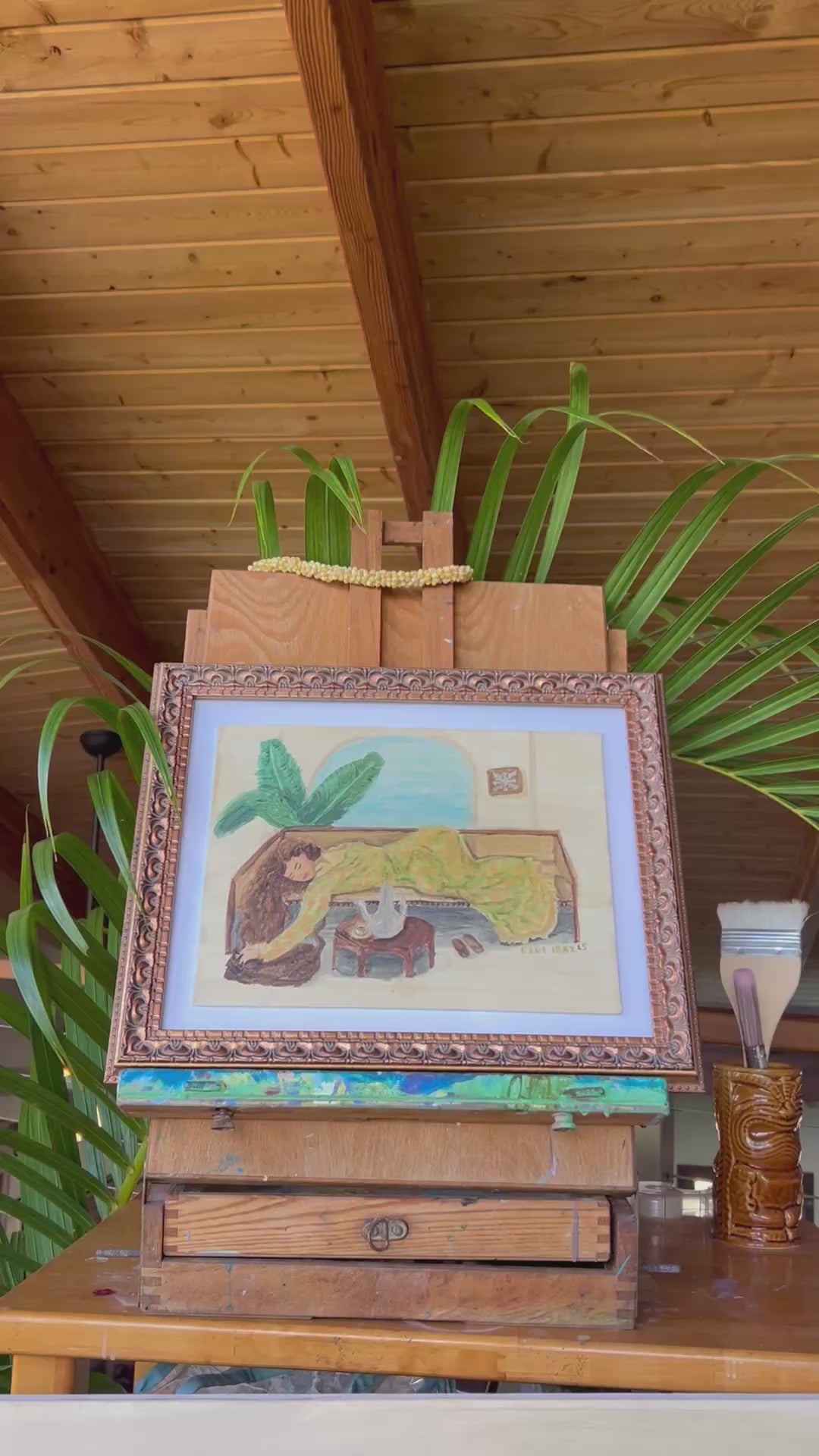 Afternoon Chai (Original Painting) Framed